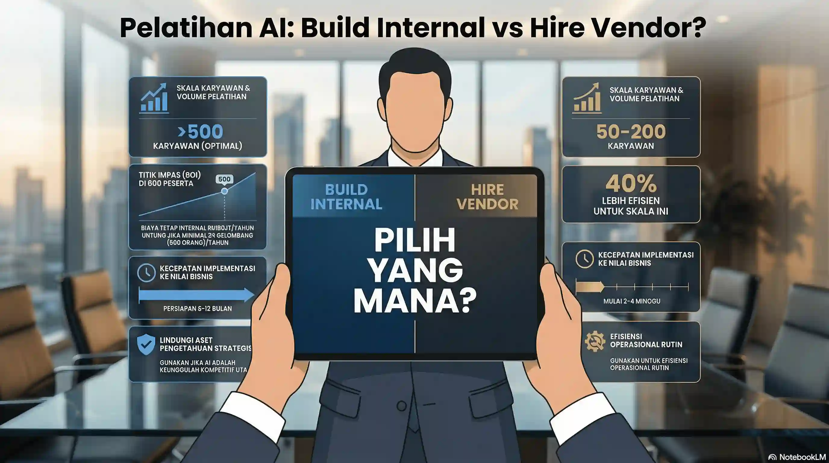 Pelatihan AI Internal vs Vendor: 5 Faktor Penentu di 2026